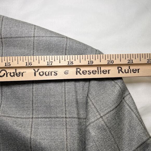 Lauren Ralph Lauren Blazer Mens Size 42R Gray Windowpane Silk Wool Sports Coat - Picture 14 of 16